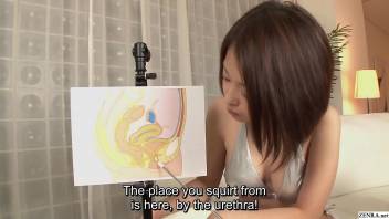 Bottomless Japanese adult video star squirting seminar